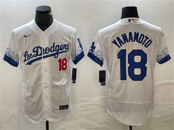 Men's Los Angeles Dodgers #18 Yoshinobu Yamamoto White City Connect Flex Base Stitched Baseball Jersey,We sell and wholesale Men's Los Angeles Dodgers #18 Yoshinobu Yamamoto White City Connect Flex Base Stitched Baseball Jersey on line form chian!